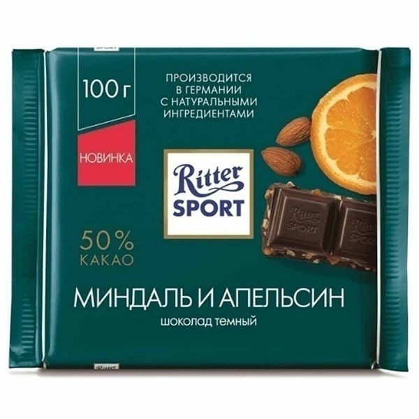 شکلات 50% بادام و پرتقال ریتر اسپرت Ritter Sport 100g