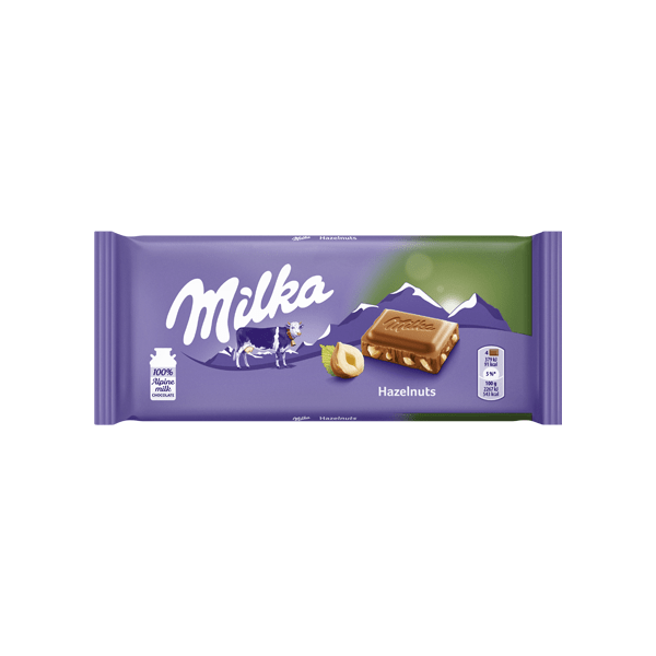 شکلات با مغز فندق میلکا Milka hazelnut kernels 100g