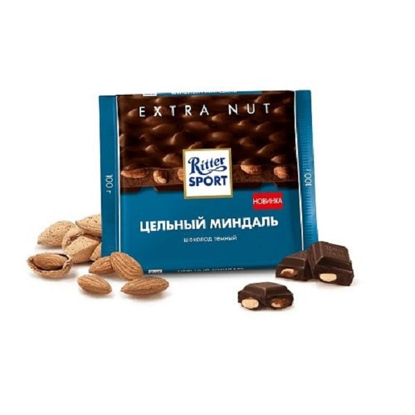 شکلات تلخ بادام ریتر اسپرت Ritter Sport Bitter Almond Chocolate 100g